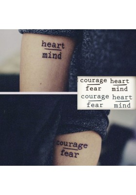 Tatouages éphémères Courage Fear + Heart Mind