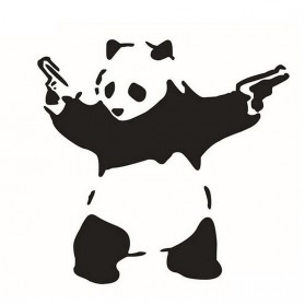Sticker Auto Panda avec Pistolets