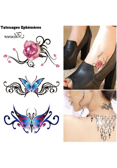 Tatouages Ephémères Tribal Femme Papillons