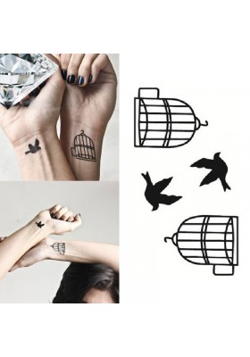Tatouage Cage Oiseau Ephémère