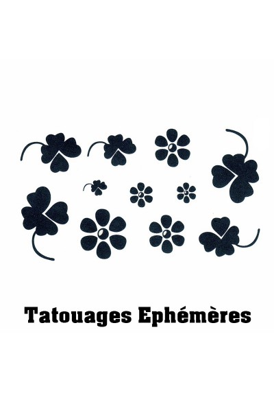 Tatouages Ephémères Trèfles et Fleurs