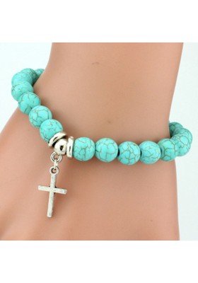 Bracelet Turquoise avec Croix