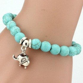 Bracelet Boules Turquoise avec éléphant